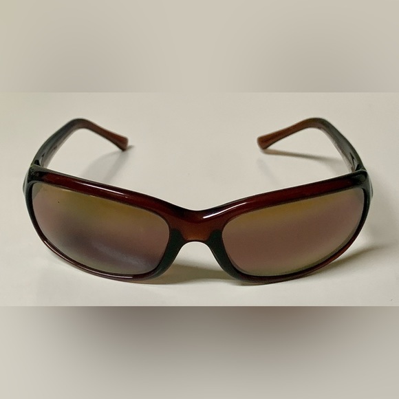 1990s Vintage Unisex Adult MAUI JIM Polished Sepia Brown Sunglasses w/ Zip Case - Picture 2 of 16